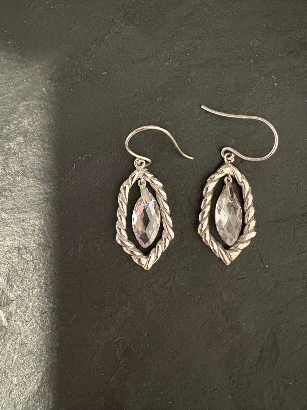 Bella Luce Rhodium over Sterling Silver Twisted Hoop Crystal Drop Earrings, NIB